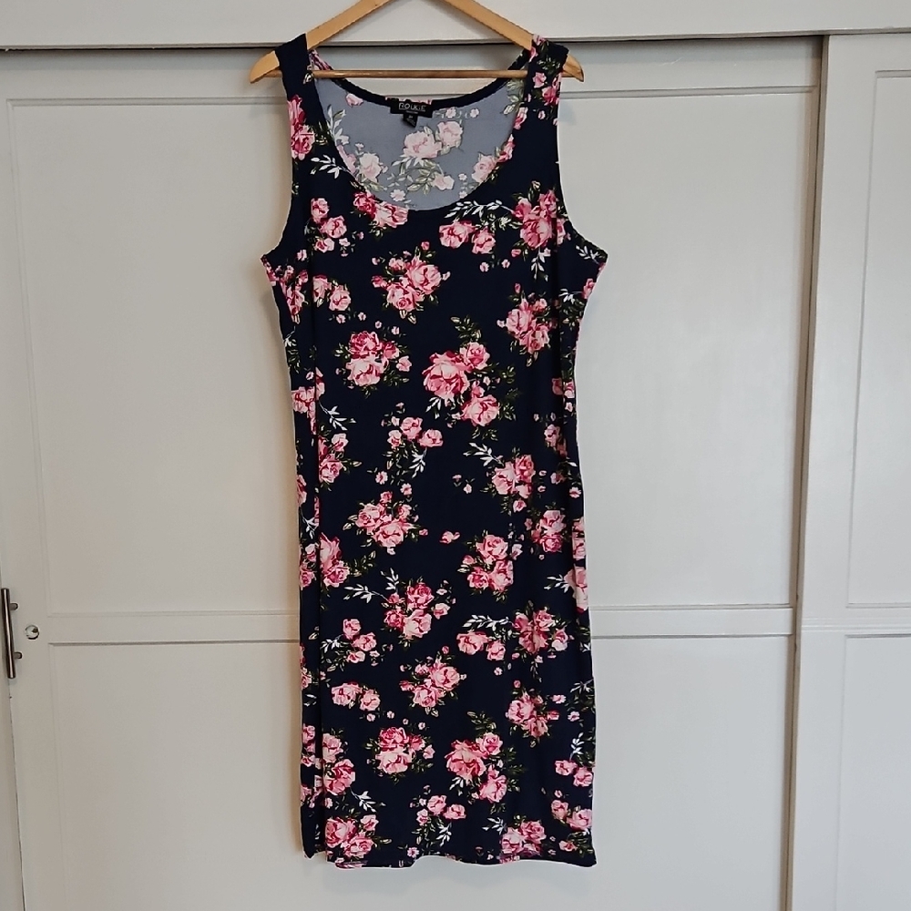 Blue Floral Bodycon Midi Dress